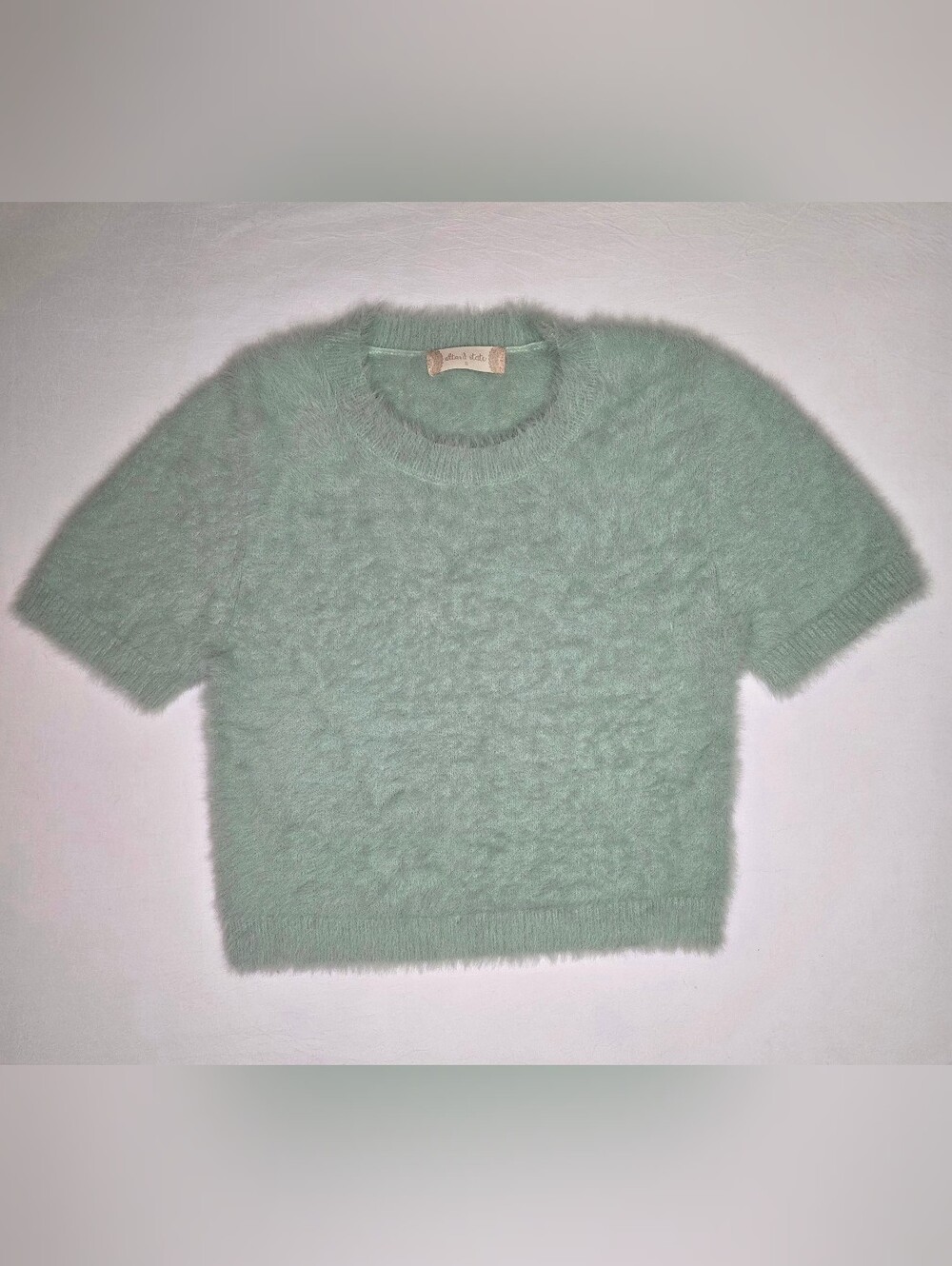 Altard State Fuzzy Sage Green Short Sleeve Sweater Top – Size Small